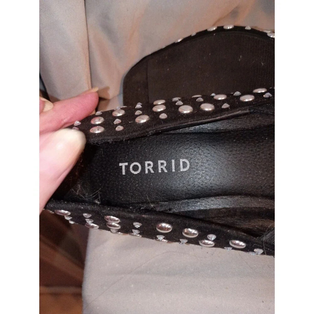 Torrid Ballet Flats Black With Silver Studs Sz 10 W Gothic Witchy Moto
